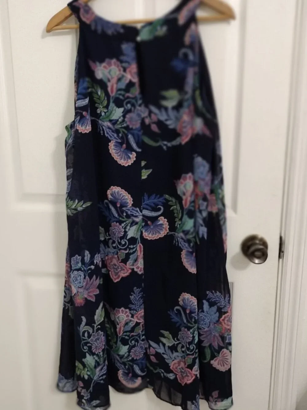 Sami & Jo Plus Floral Sleeveless Dress Women’s 2X Navy Sheer Overlay Boho - Picture 5 of 8